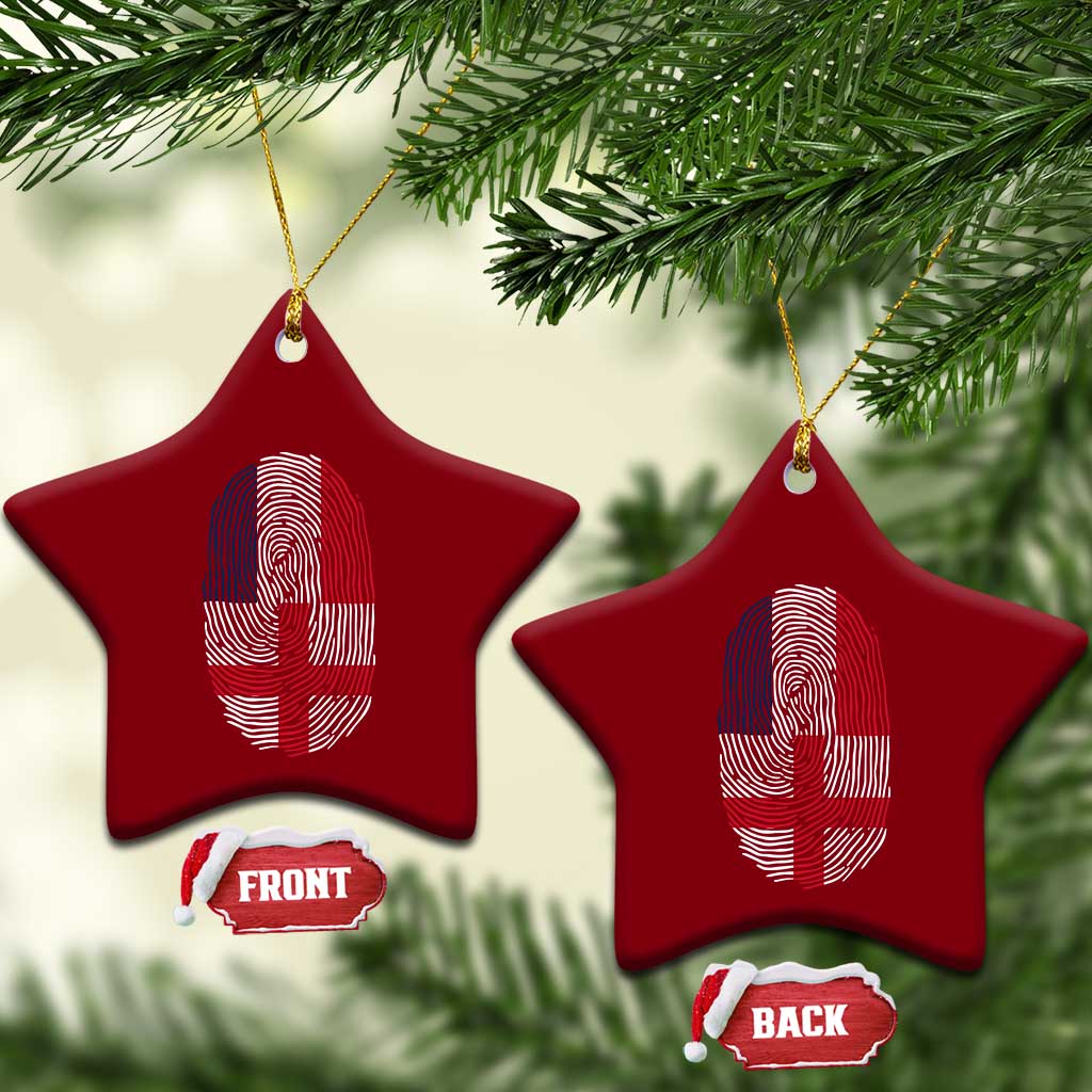 Proud France England Flag Fingerprint DNA Graphic Ceramic Ornament French Anglo English Heritage Roots Dual Patriotism