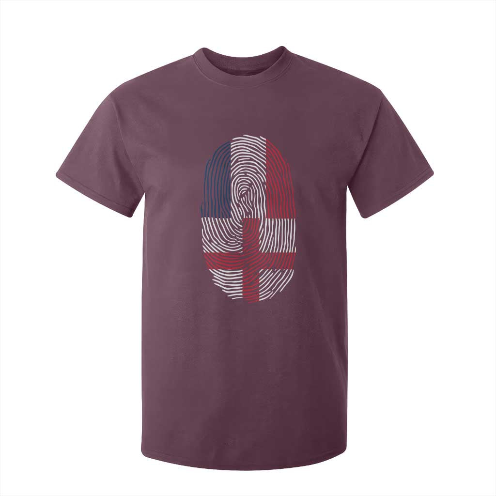 Proud France England Flag Fingerprint DNA Graphic T Shirt For Kid French Anglo English Heritage Roots Dual Patriotism