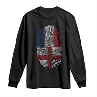 Proud France England Flag Fingerprint DNA Graphic Long Sleeve Shirt French Anglo English Heritage Roots Dual Patriotism