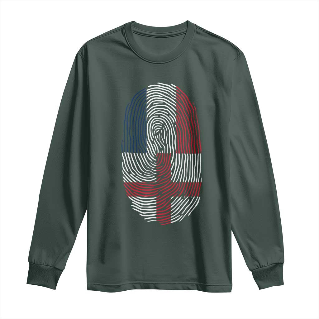Proud France England Flag Fingerprint DNA Graphic Long Sleeve Shirt French Anglo English Heritage Roots Dual Patriotism