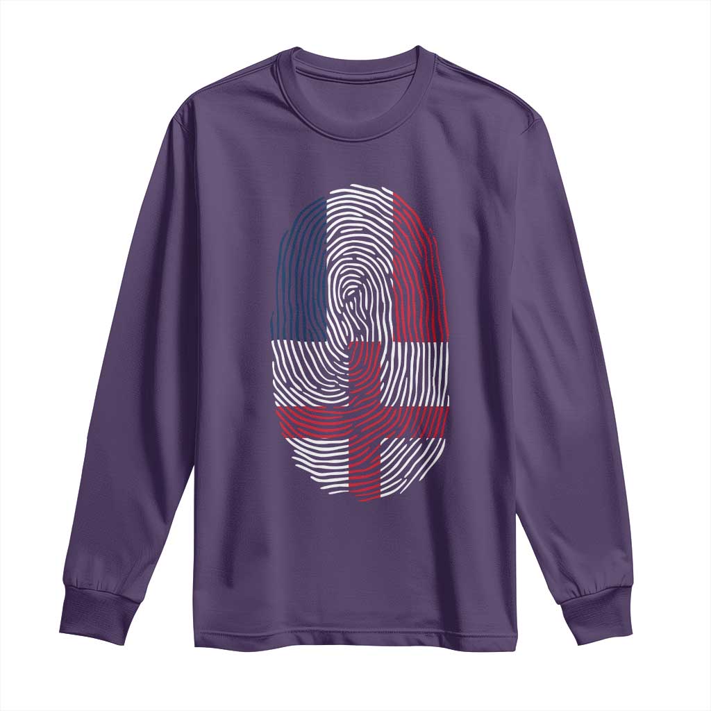 Proud France England Flag Fingerprint DNA Graphic Long Sleeve Shirt French Anglo English Heritage Roots Dual Patriotism