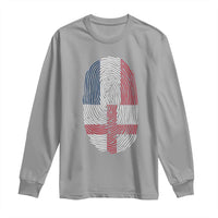 Proud France England Flag Fingerprint DNA Graphic Long Sleeve Shirt French Anglo English Heritage Roots Dual Patriotism
