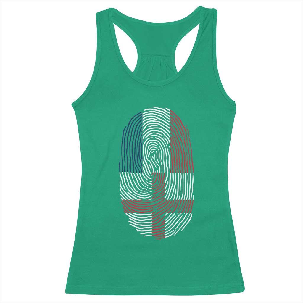 Proud France England Flag Fingerprint DNA Graphic Racerback Tank Top French Anglo English Heritage Roots Dual Patriotism