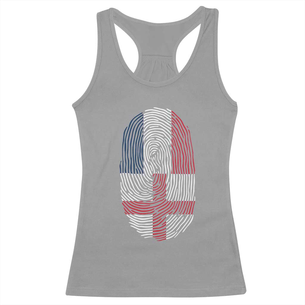 Proud France England Flag Fingerprint DNA Graphic Racerback Tank Top French Anglo English Heritage Roots Dual Patriotism