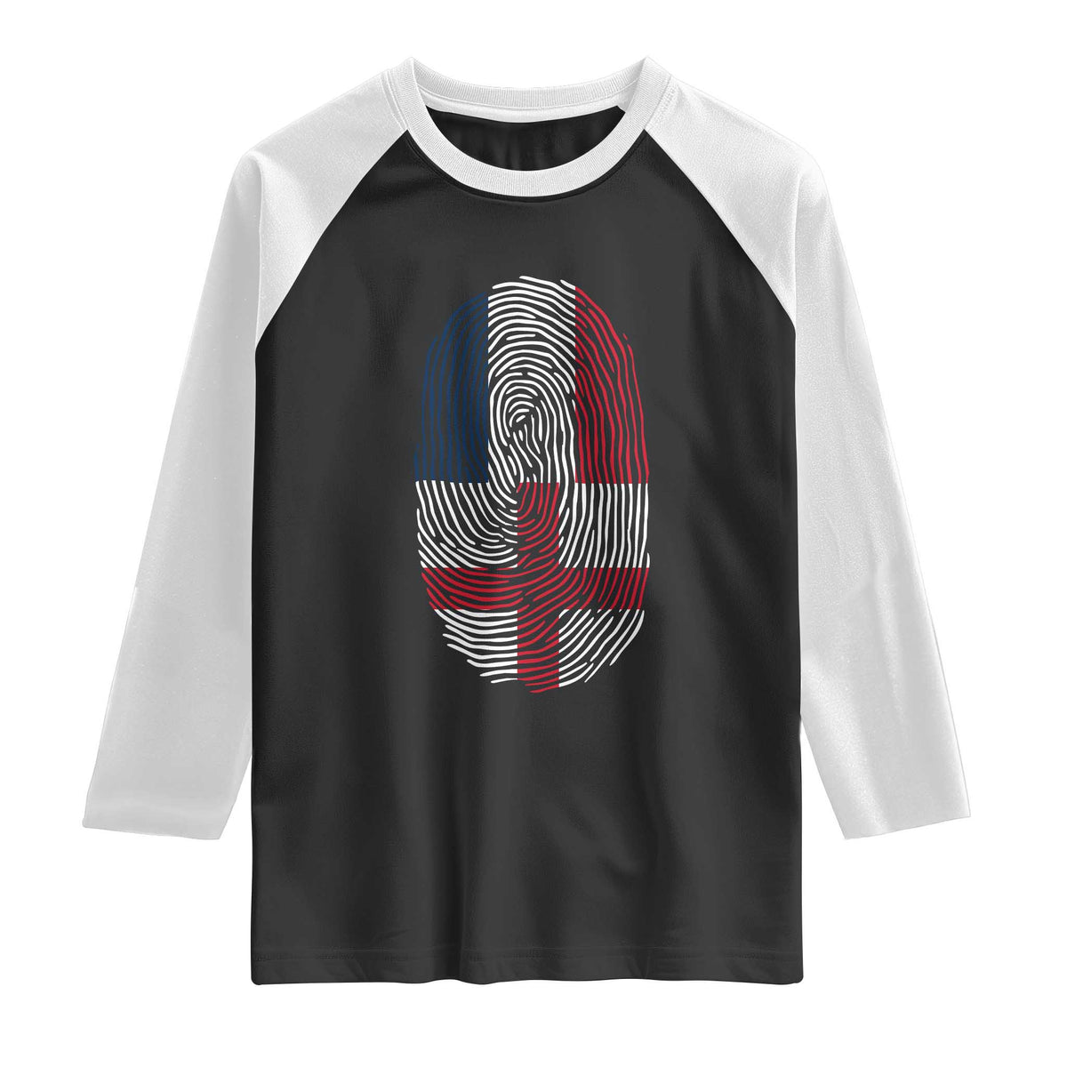 Proud France England Flag Fingerprint DNA Graphic Raglan Shirt French Anglo English Heritage Roots Dual Patriotism
