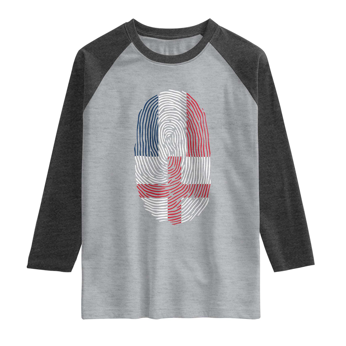 Proud France England Flag Fingerprint DNA Graphic Raglan Shirt French Anglo English Heritage Roots Dual Patriotism