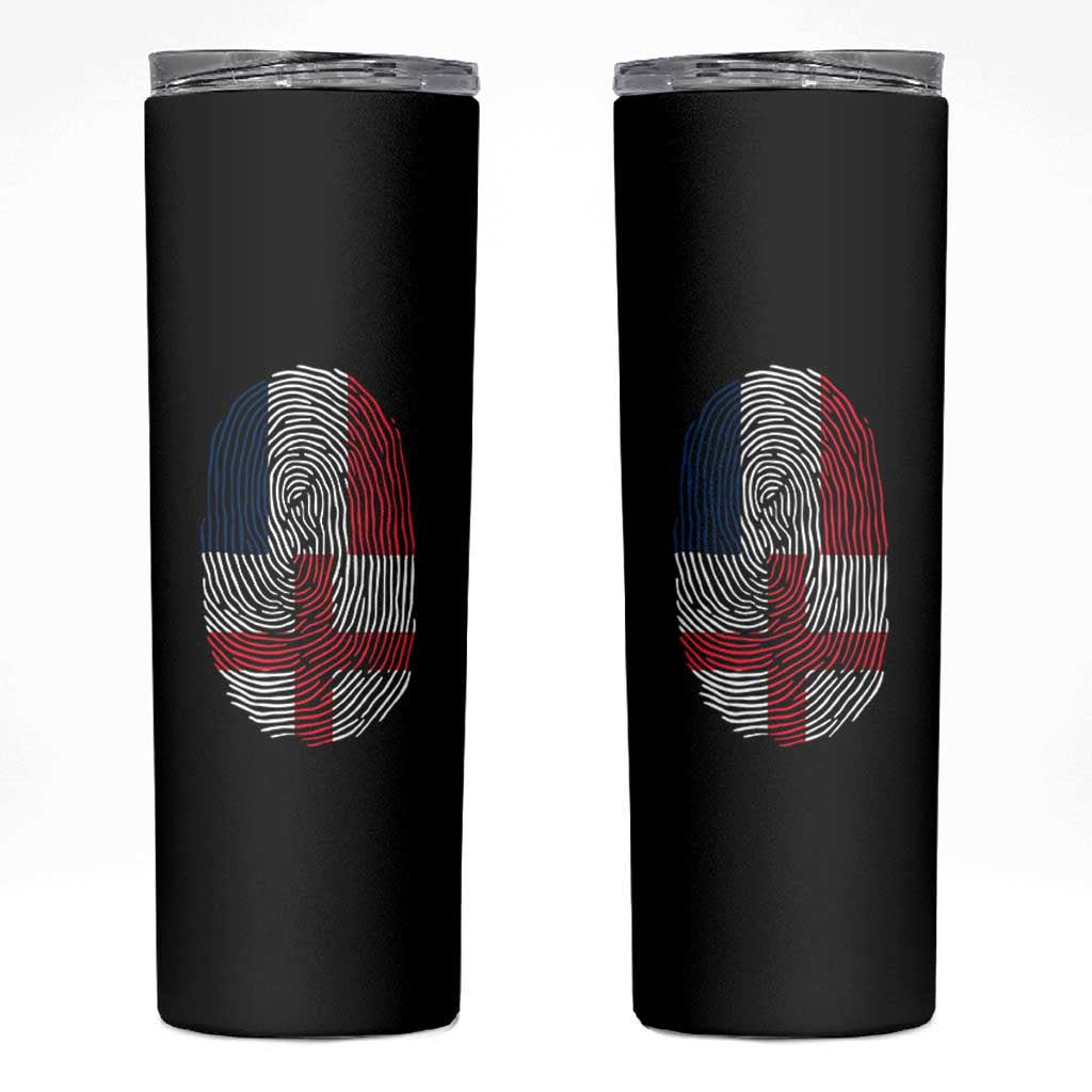 Proud France England Flag Fingerprint DNA Graphic Skinny Tumbler French Anglo English Heritage Roots Dual Patriotism
