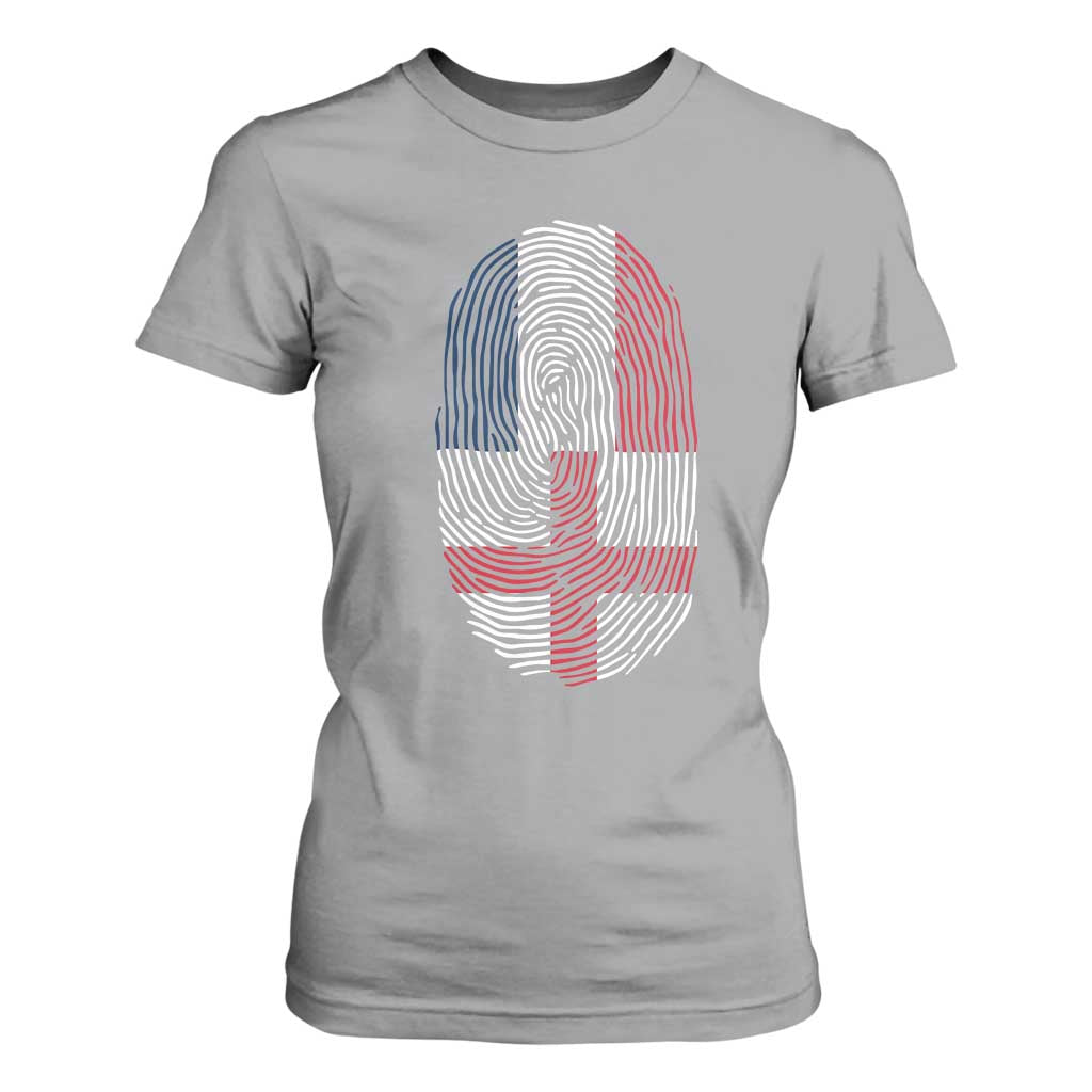 Proud France England Flag Fingerprint DNA Graphic T Shirt For Women French Anglo English Heritage Roots Dual Patriotism