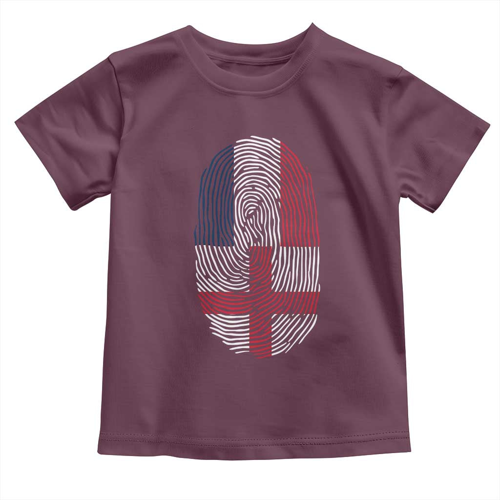 Proud France England Flag Fingerprint DNA Graphic Toddler T Shirt French Anglo English Heritage Roots Dual Patriotism