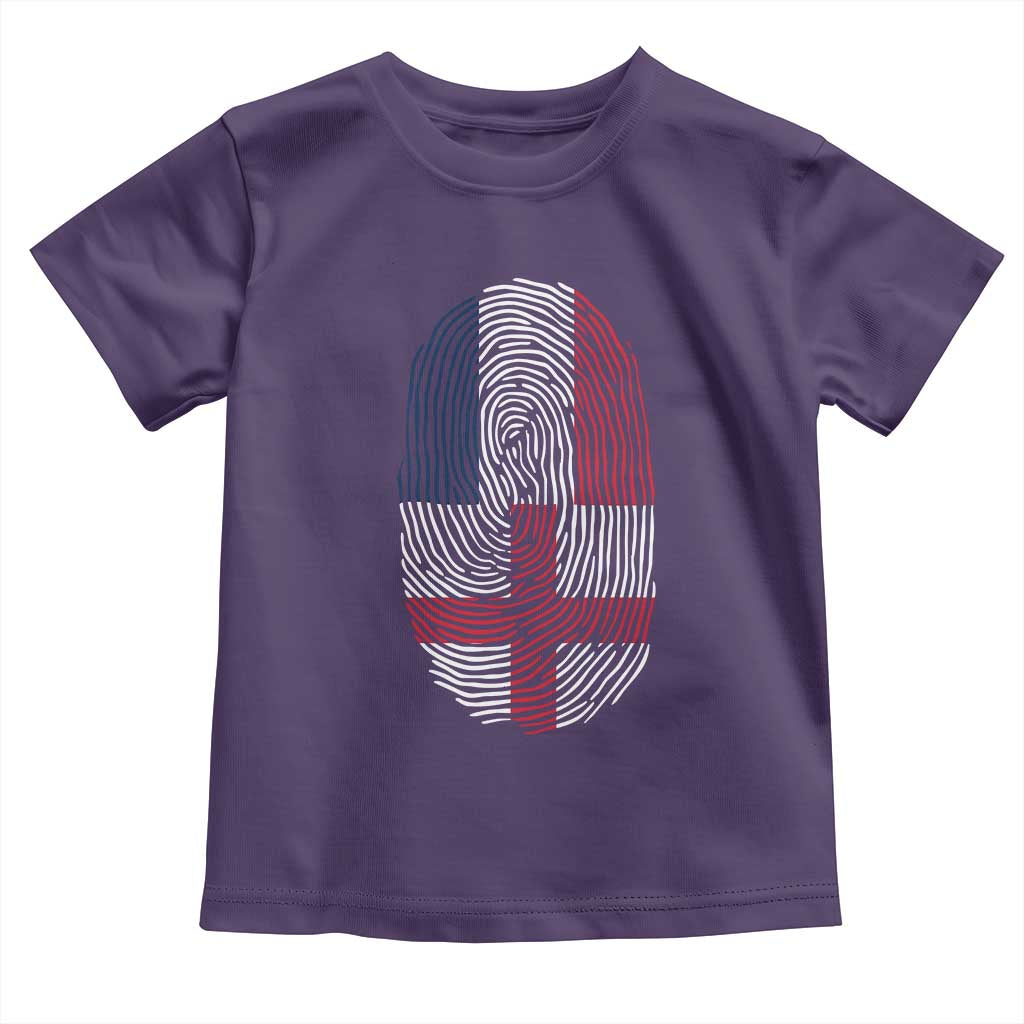 Proud France England Flag Fingerprint DNA Graphic Toddler T Shirt French Anglo English Heritage Roots Dual Patriotism