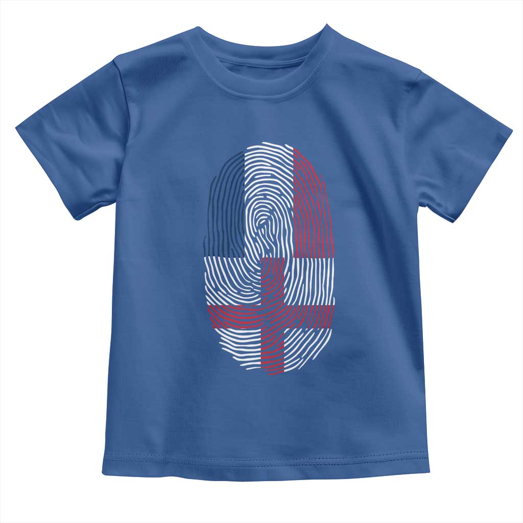 Proud France England Flag Fingerprint DNA Graphic Toddler T Shirt French Anglo English Heritage Roots Dual Patriotism