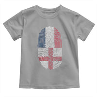 Proud France England Flag Fingerprint DNA Graphic Toddler T Shirt French Anglo English Heritage Roots Dual Patriotism