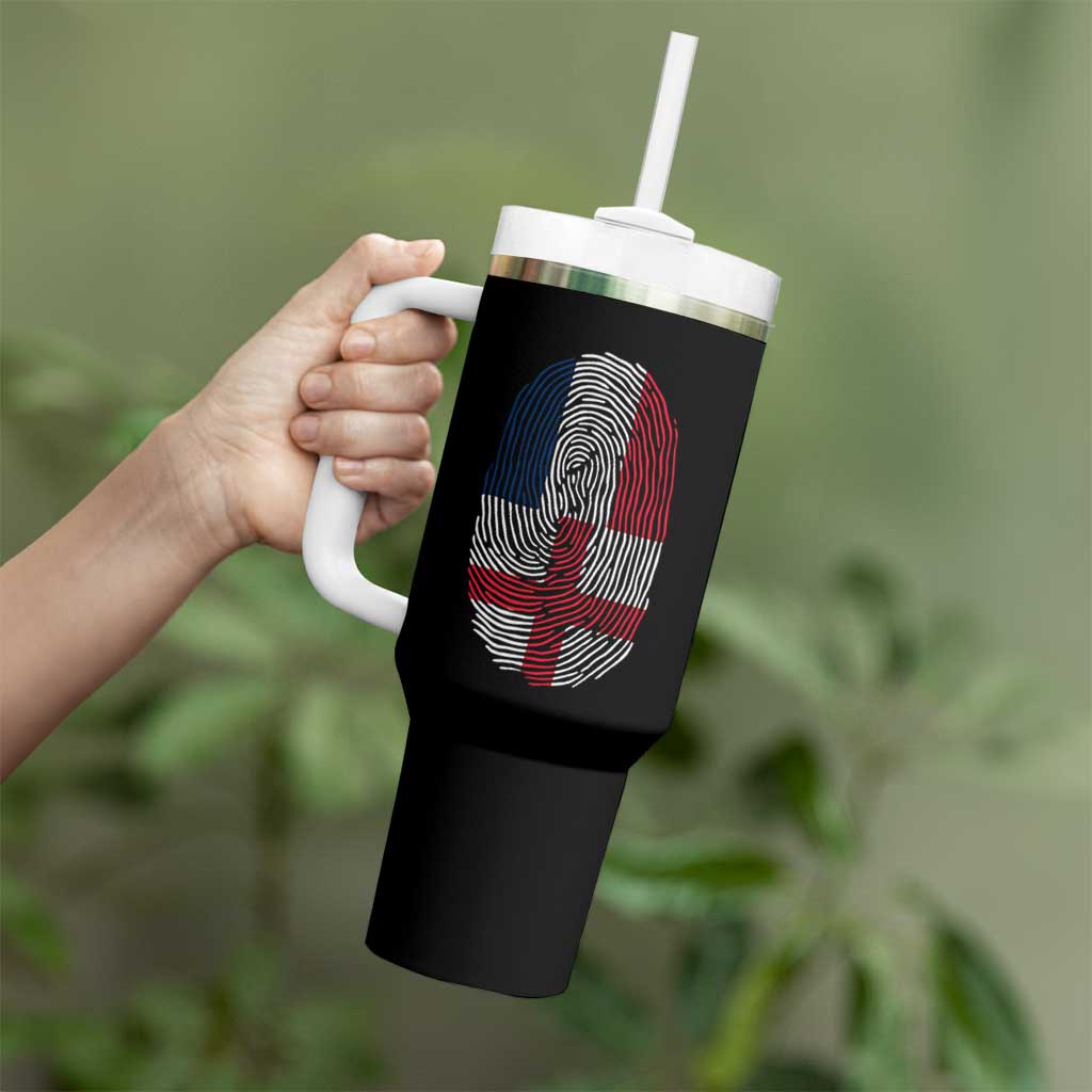 Proud France England Flag Fingerprint DNA Graphic Tumbler With Handle French Anglo English Heritage Roots Dual Patriotism