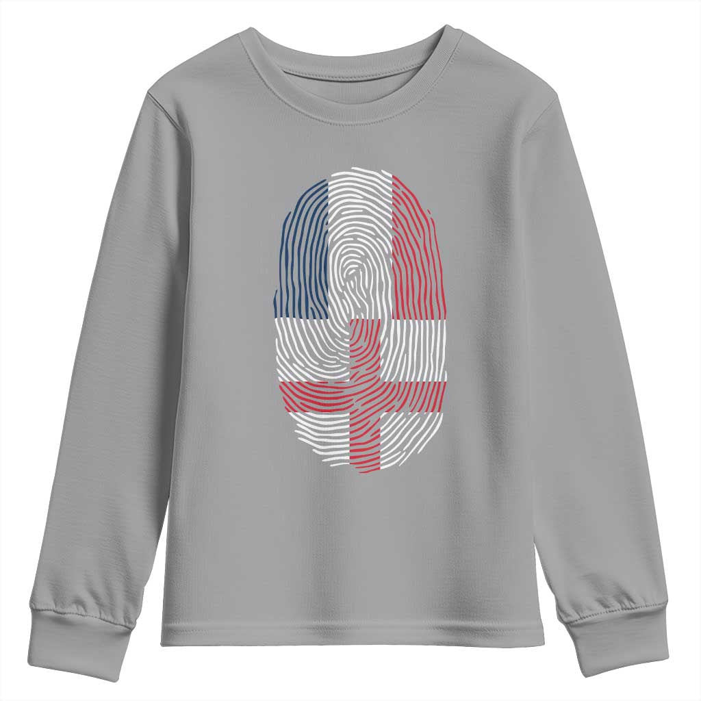 Proud France England Flag Fingerprint DNA Graphic Youth Sweatshirt French Anglo English Heritage Roots Dual Patriotism