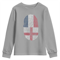 Proud France England Flag Fingerprint DNA Graphic Youth Sweatshirt French Anglo English Heritage Roots Dual Patriotism