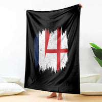 Vintage Grunge France England Flag Brush Stroke Graphic Throw Blanket French Anglo English Heritage Pride Match Day