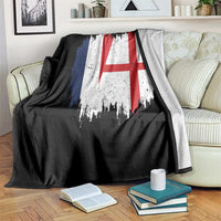 Vintage Grunge France England Flag Brush Stroke Graphic Throw Blanket French Anglo English Heritage Pride Match Day