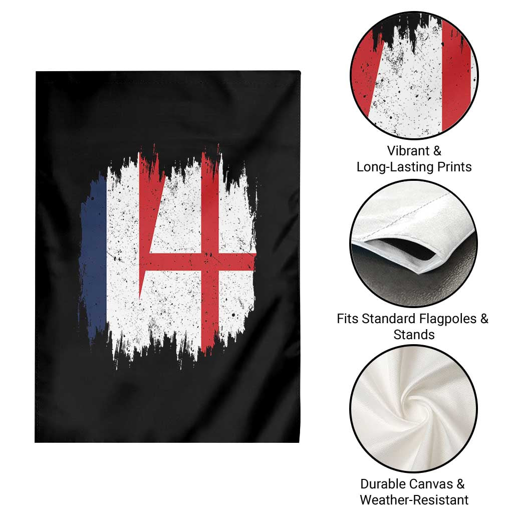 Vintage Grunge France England Flag Brush Stroke Graphic Garden Flag French Anglo English Heritage Pride Match Day