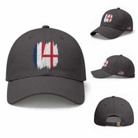 Vintage Grunge France England Flag Brush Stroke Graphic Baseball Cap French Anglo English Heritage Pride Match Day