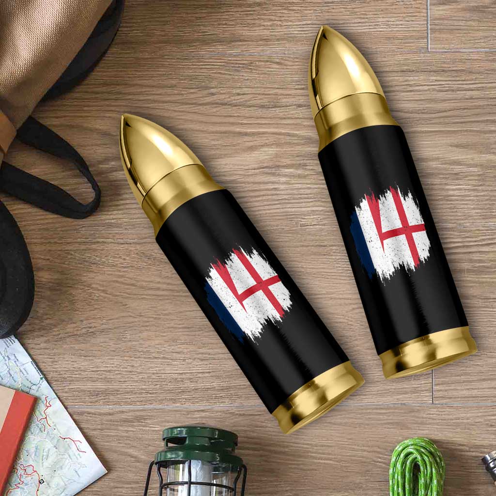 Vintage Grunge France England Flag Brush Stroke Graphic Bullet Tumbler French Anglo English Heritage Pride Match Day