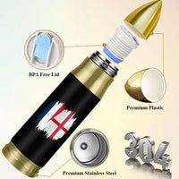 Vintage Grunge France England Flag Brush Stroke Graphic Bullet Tumbler French Anglo English Heritage Pride Match Day