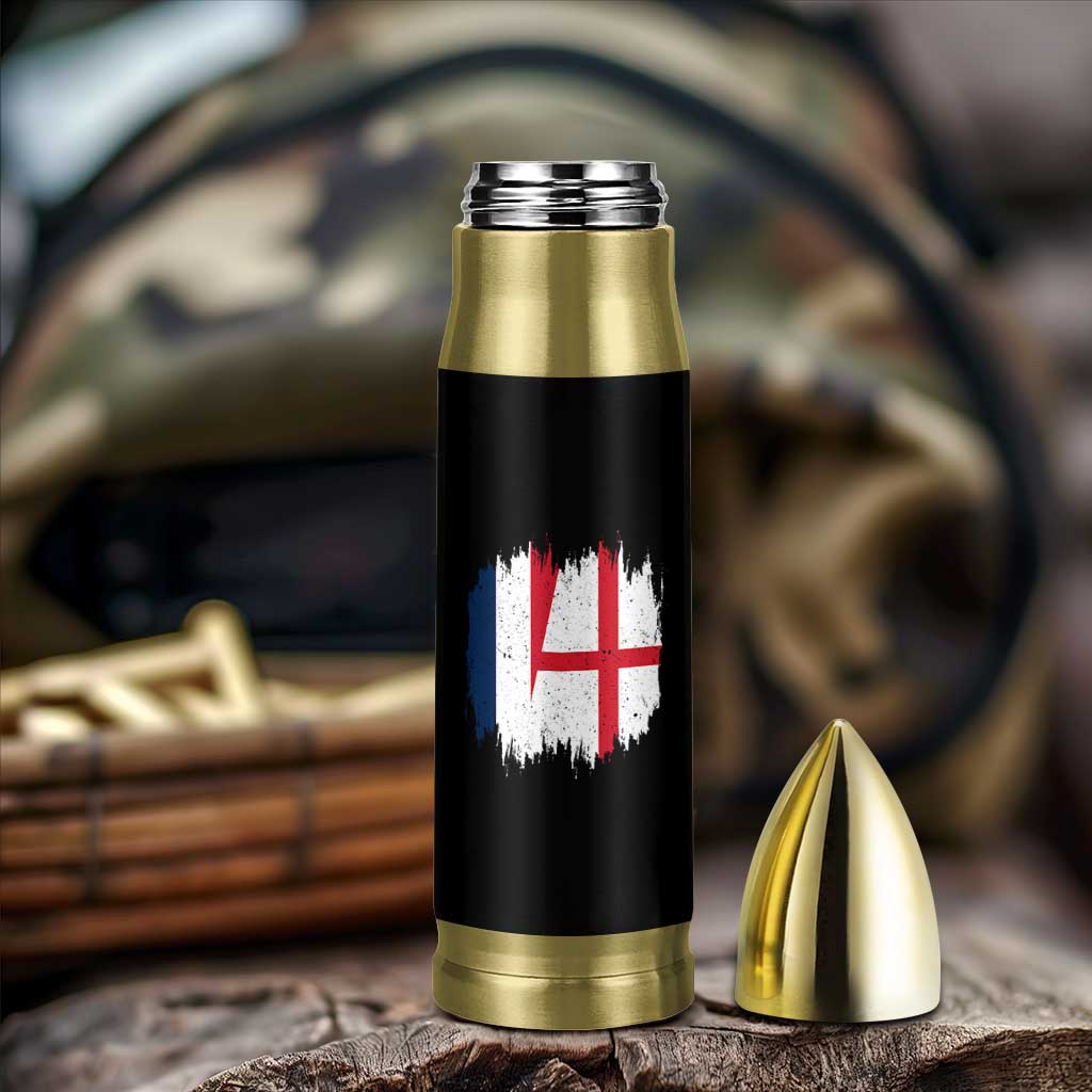 Vintage Grunge France England Flag Brush Stroke Graphic Bullet Tumbler French Anglo English Heritage Pride Match Day