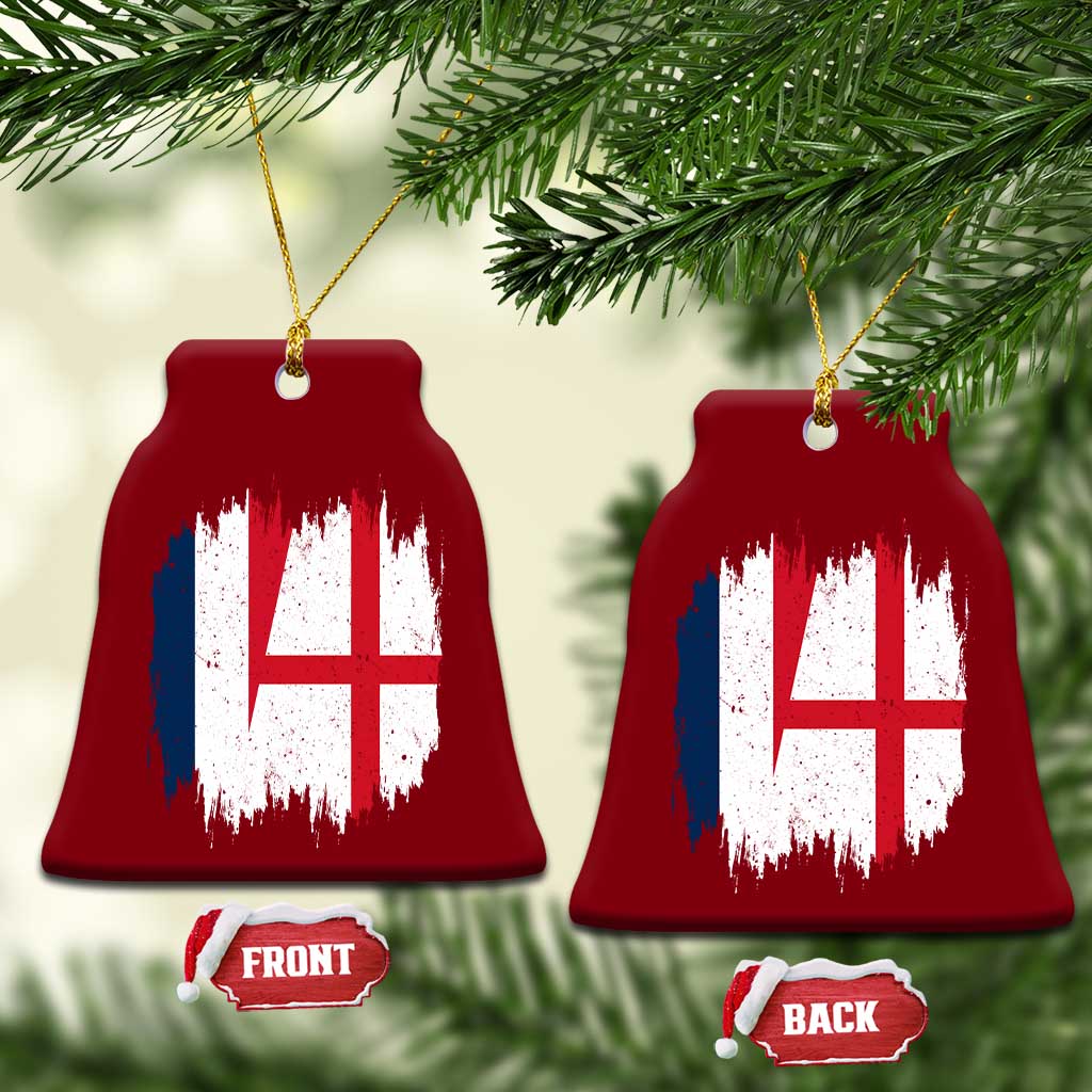 Vintage Grunge France England Flag Brush Stroke Graphic Ceramic Ornament French Anglo English Heritage Pride Match Day