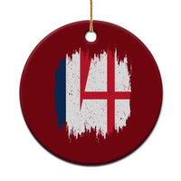 Vintage Grunge France England Flag Brush Stroke Graphic Ceramic Ornament French Anglo English Heritage Pride Match Day