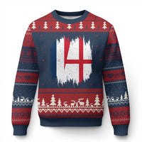 Vintage Grunge France England Flag Brush Stroke Graphic Ugly Christmas Sweater French Anglo English Heritage Pride Match Day