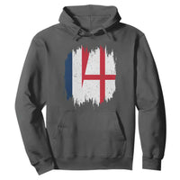 Vintage Grunge France England Flag Brush Stroke Graphic Hoodie French Anglo English Heritage Pride Match Day