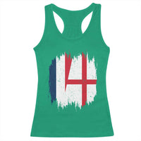 Vintage Grunge France England Flag Brush Stroke Graphic Racerback Tank Top French Anglo English Heritage Pride Match Day