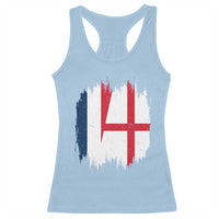 Vintage Grunge France England Flag Brush Stroke Graphic Racerback Tank Top French Anglo English Heritage Pride Match Day