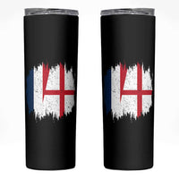 Vintage Grunge France England Flag Brush Stroke Graphic Skinny Tumbler French Anglo English Heritage Pride Match Day