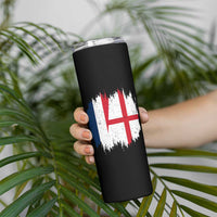 Vintage Grunge France England Flag Brush Stroke Graphic Skinny Tumbler French Anglo English Heritage Pride Match Day
