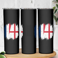 Vintage Grunge France England Flag Brush Stroke Graphic Skinny Tumbler French Anglo English Heritage Pride Match Day