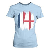 Vintage Grunge France England Flag Brush Stroke Graphic T Shirt For Women French Anglo English Heritage Pride Match Day