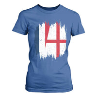 Vintage Grunge France England Flag Brush Stroke Graphic T Shirt For Women French Anglo English Heritage Pride Match Day