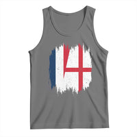 Vintage Grunge France England Flag Brush Stroke Graphic Tank Top French Anglo English Heritage Pride Match Day