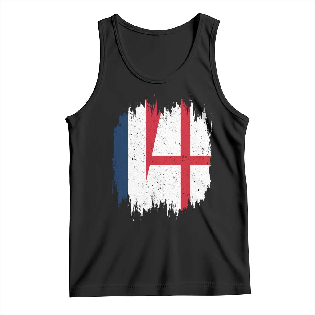 Vintage Grunge France England Flag Brush Stroke Graphic Tank Top French Anglo English Heritage Pride Match Day