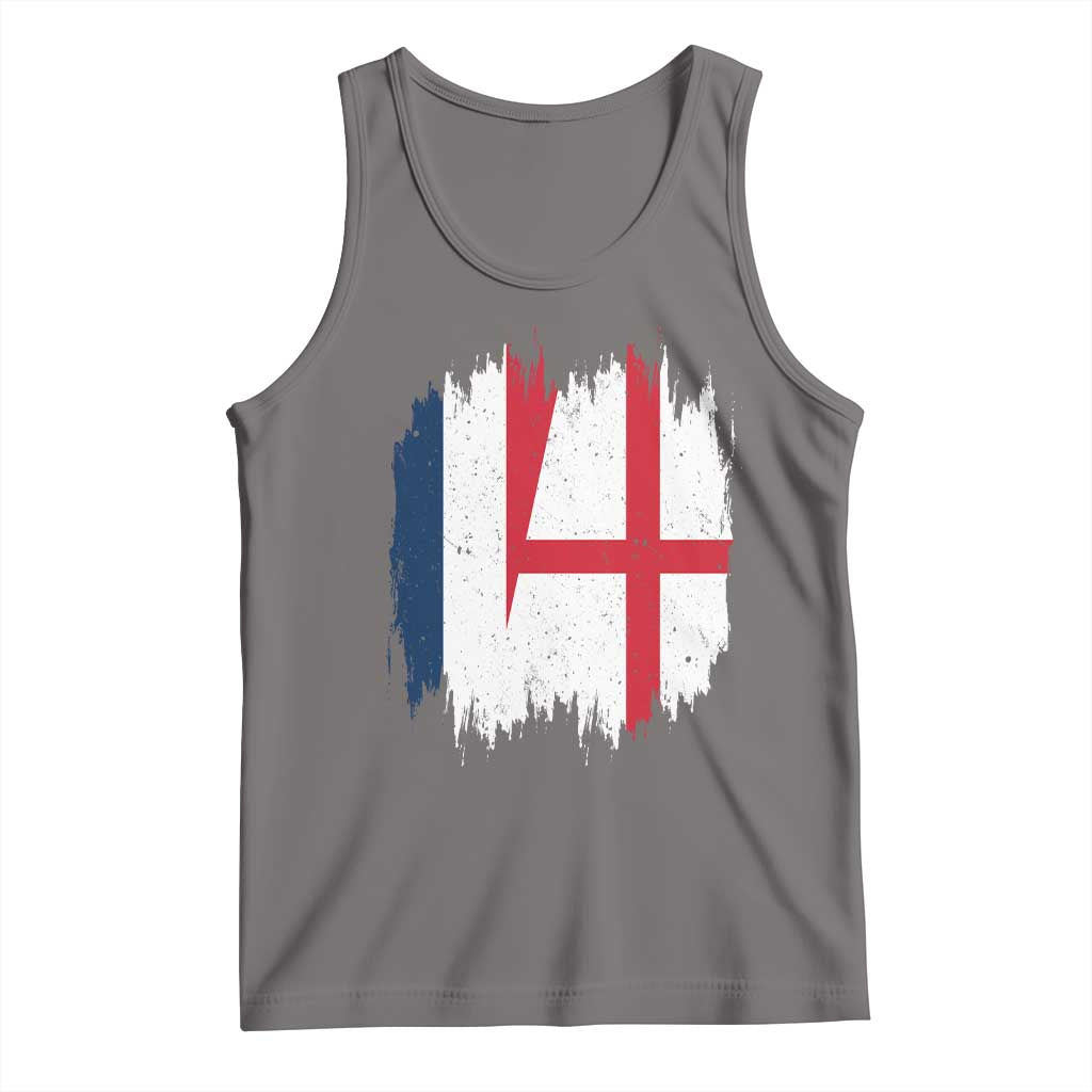 Vintage Grunge France England Flag Brush Stroke Graphic Tank Top French Anglo English Heritage Pride Match Day