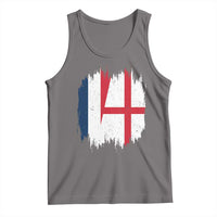 Vintage Grunge France England Flag Brush Stroke Graphic Tank Top French Anglo English Heritage Pride Match Day