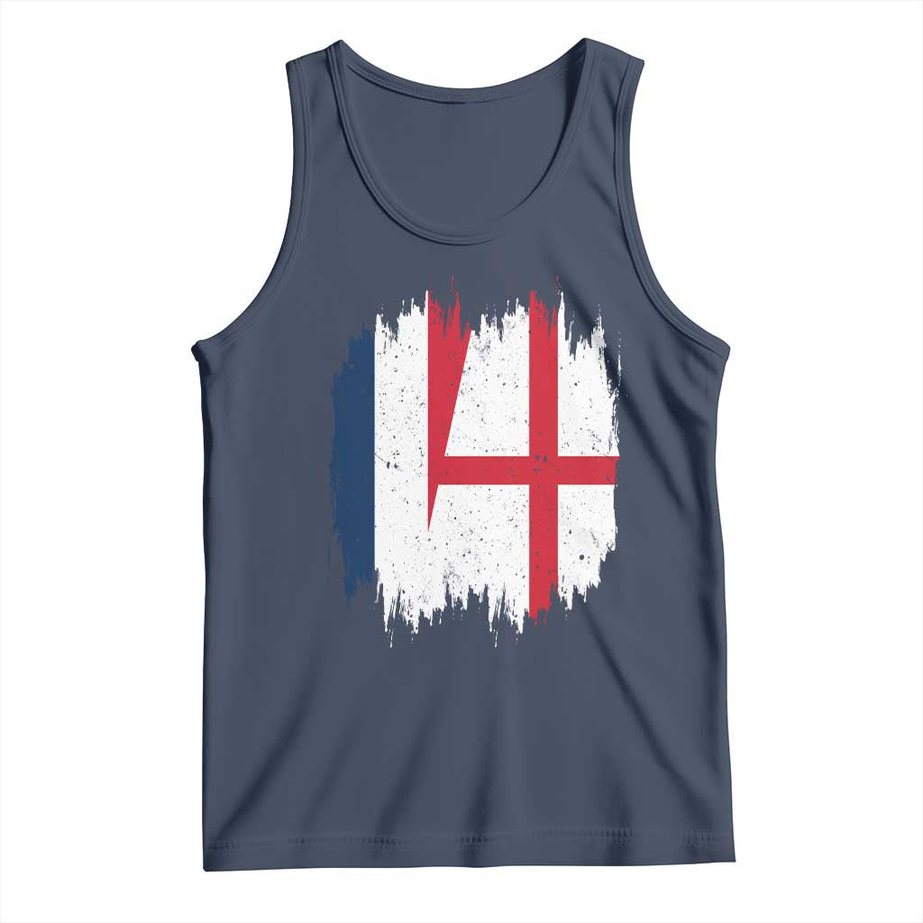 Vintage Grunge France England Flag Brush Stroke Graphic Tank Top French Anglo English Heritage Pride Match Day