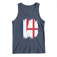 Vintage Grunge France England Flag Brush Stroke Graphic Tank Top French Anglo English Heritage Pride Match Day
