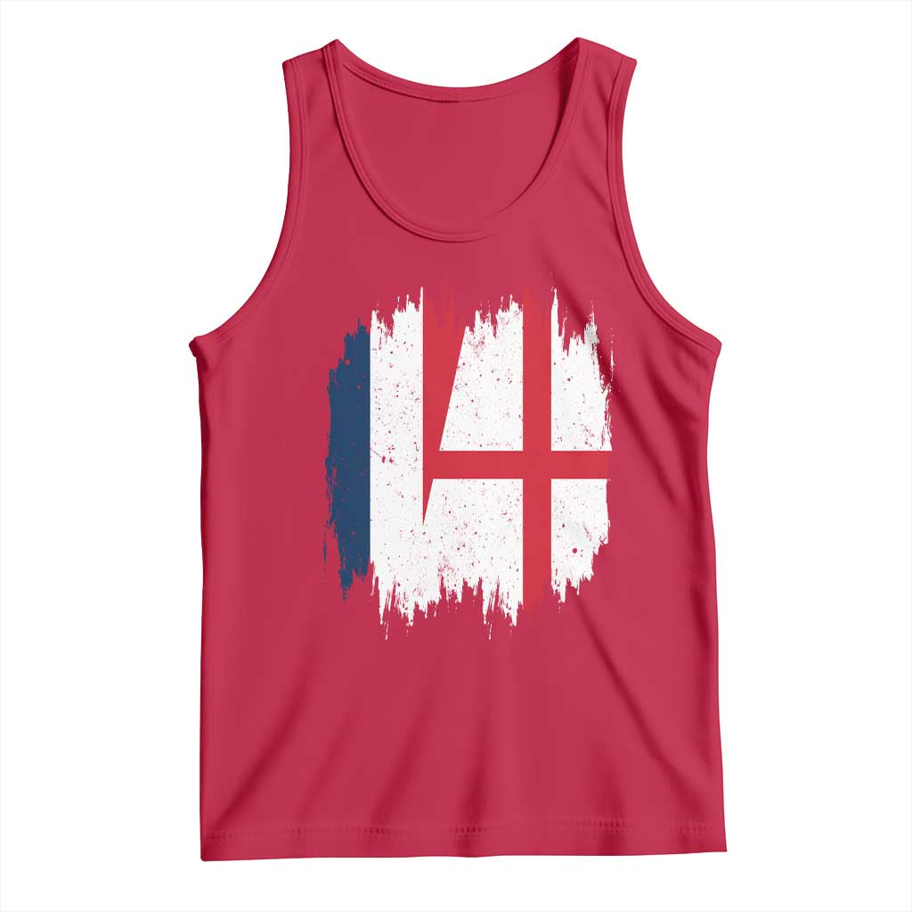 Vintage Grunge France England Flag Brush Stroke Graphic Tank Top French Anglo English Heritage Pride Match Day