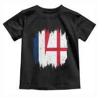 Vintage Grunge France England Flag Brush Stroke Graphic Toddler T Shirt French Anglo English Heritage Pride Match Day