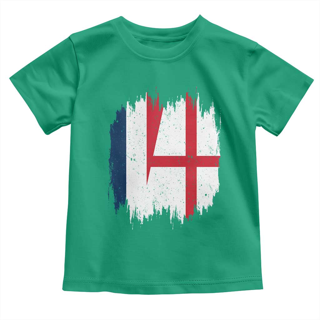 Vintage Grunge France England Flag Brush Stroke Graphic Toddler T Shirt French Anglo English Heritage Pride Match Day