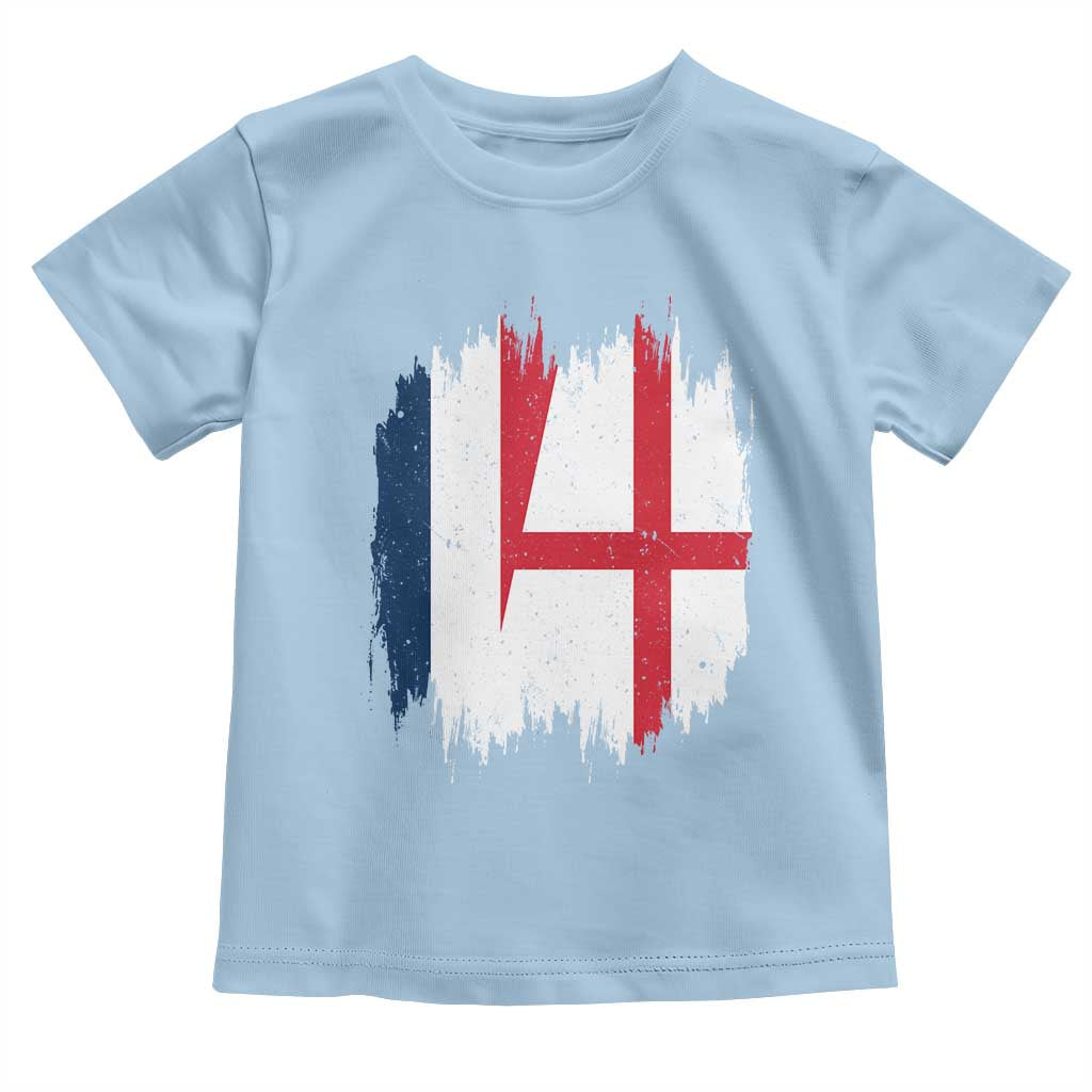 Vintage Grunge France England Flag Brush Stroke Graphic Toddler T Shirt French Anglo English Heritage Pride Match Day
