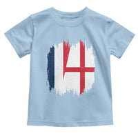 Vintage Grunge France England Flag Brush Stroke Graphic Toddler T Shirt French Anglo English Heritage Pride Match Day