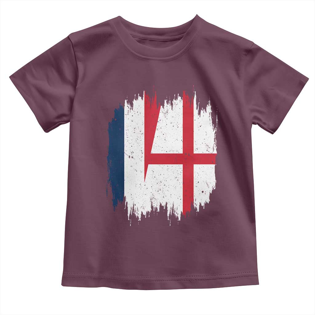 Vintage Grunge France England Flag Brush Stroke Graphic Toddler T Shirt French Anglo English Heritage Pride Match Day