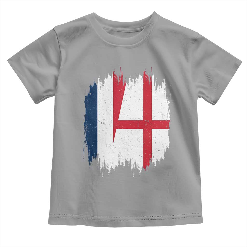 Vintage Grunge France England Flag Brush Stroke Graphic Toddler T Shirt French Anglo English Heritage Pride Match Day